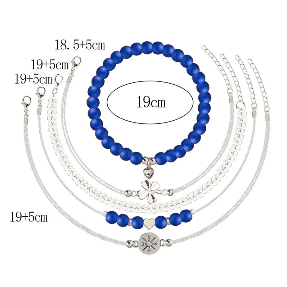 *ELKIE* 5-Pc Silver x Blue Fashion Bracelet Set
